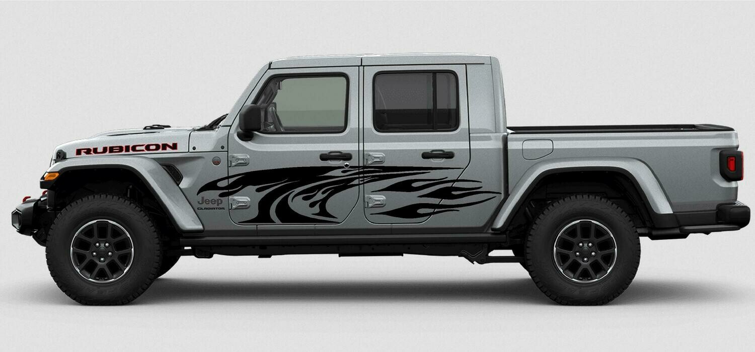 Jeep Gladiator JT Extra Large Side Tribal Flame Style Vinyl Graphics Jeep Gladiator JT Extra Large Side Tribal Flame Style Vinyl Graphics