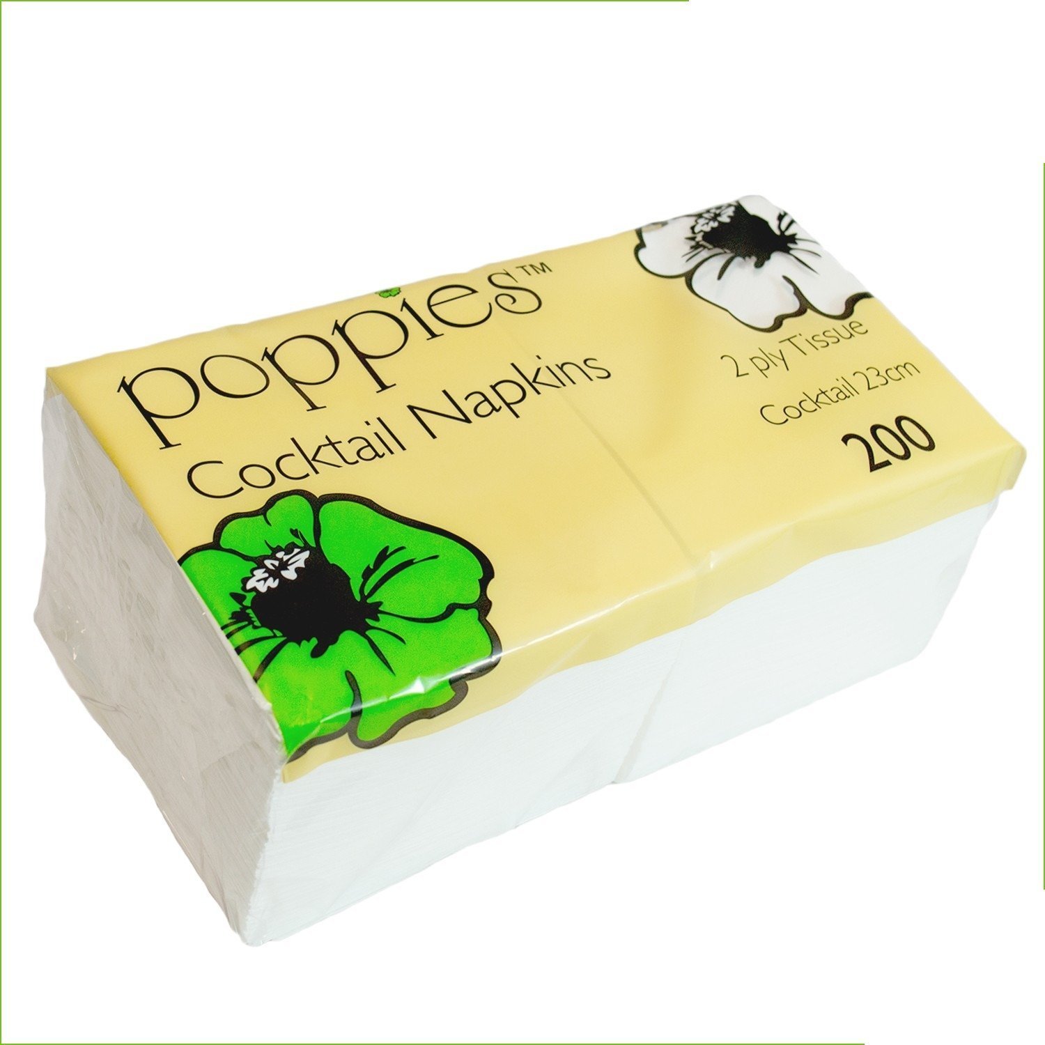 2PLY Paper Napkins/Serviettes 24CM X 24CM Cocktail Beverage White