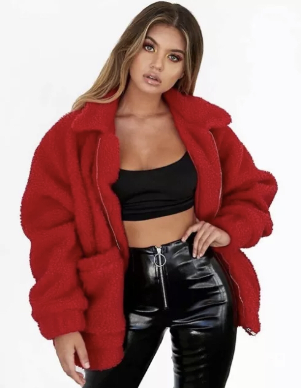 red teddy bear jacket