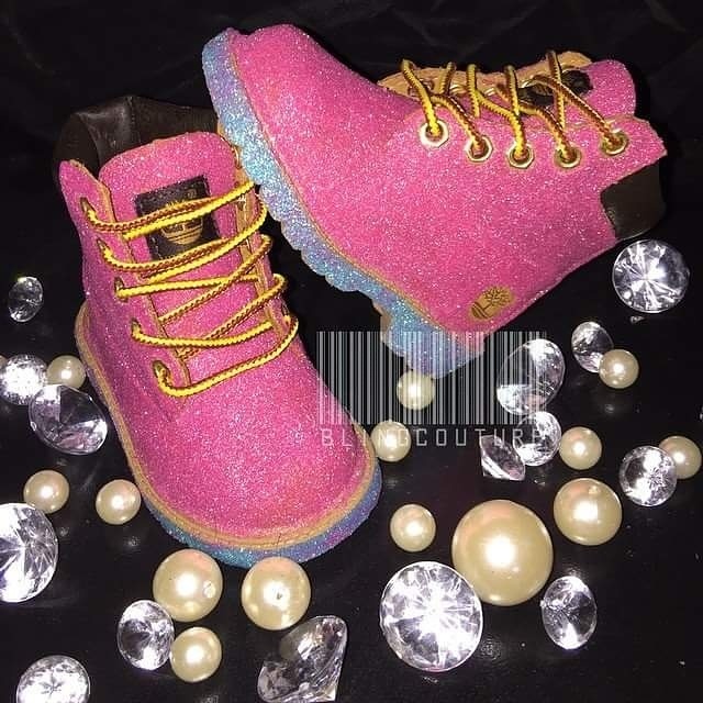 pink glitter timberlands