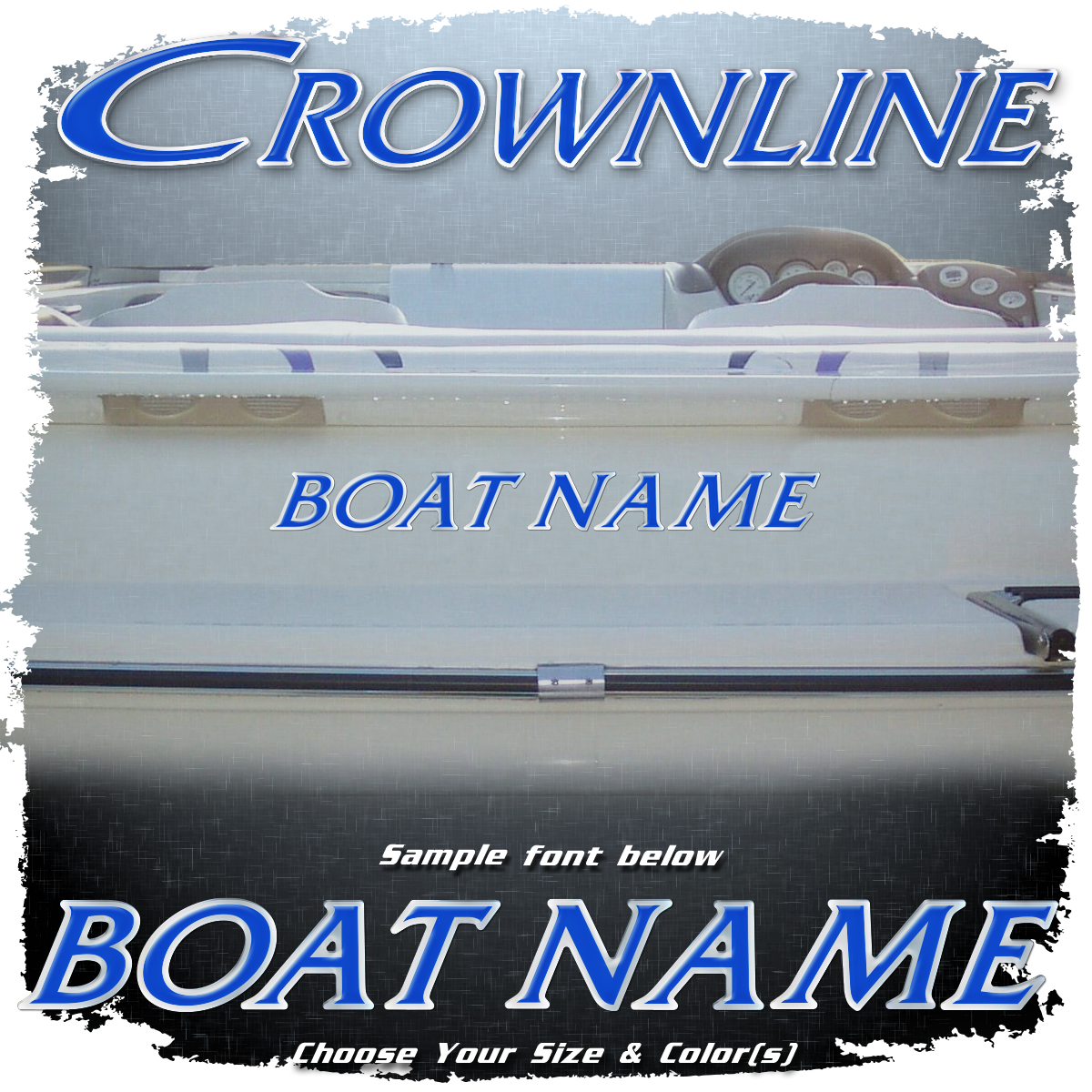 Domed Boat Name in the Crownline Font, Choose Your Own Colors