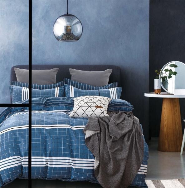 Lewis Blue Plaid Bedding Set Lewis Blue Plaid Bedding Set