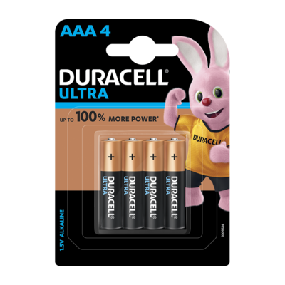 Duracell Ultra AAA, 4 Batteries, 1.5V Alkaline Duracell Ultra AAA, 4 Batteries, 1.5V Alkaline