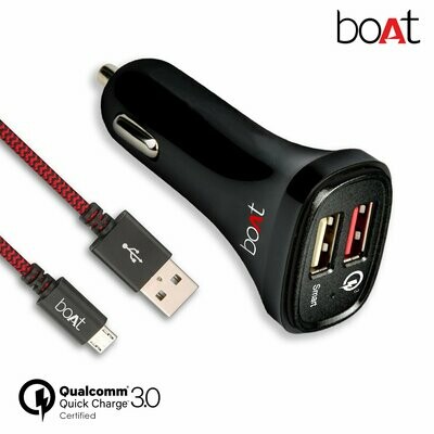 boAt Dual Port Rapid Car Charger + Micro USB Cable boAt Dual Port Rapid Car Charger + Micro USB Cable