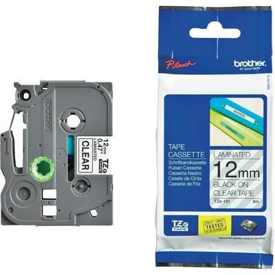 Brother Tze-131 Black on Clear 12mm Label Tape Brother Tze-131 Black on Clear 12mm Label Tape