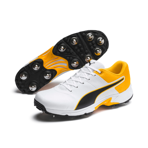 2020 Puma 19.2 White/Yellow Cricket Spikes