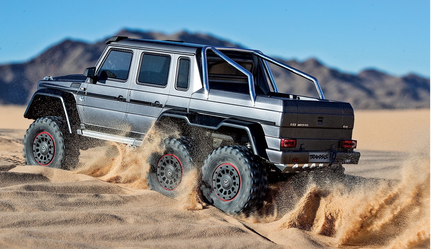 Traxxas TRX-6 Matte Graphite Metallic Mercedes-Benz G 63 AMG 6x6 (XL-5HV, TQi, LED Lights) (Wireless Module/3S 5000mAh LiPo Battery/Live iD Charger/Phone Mount) - Special Edition Traxxas TRX-6 Matte Graphite Metallic Mercedes-Benz G 63 AMG 6x6 (XL-5HV, TQi, LED Lights) (Wireless Module/3S 5000mAh LiPo Battery/Live iD Charger/Phone Mount) - Special Edition