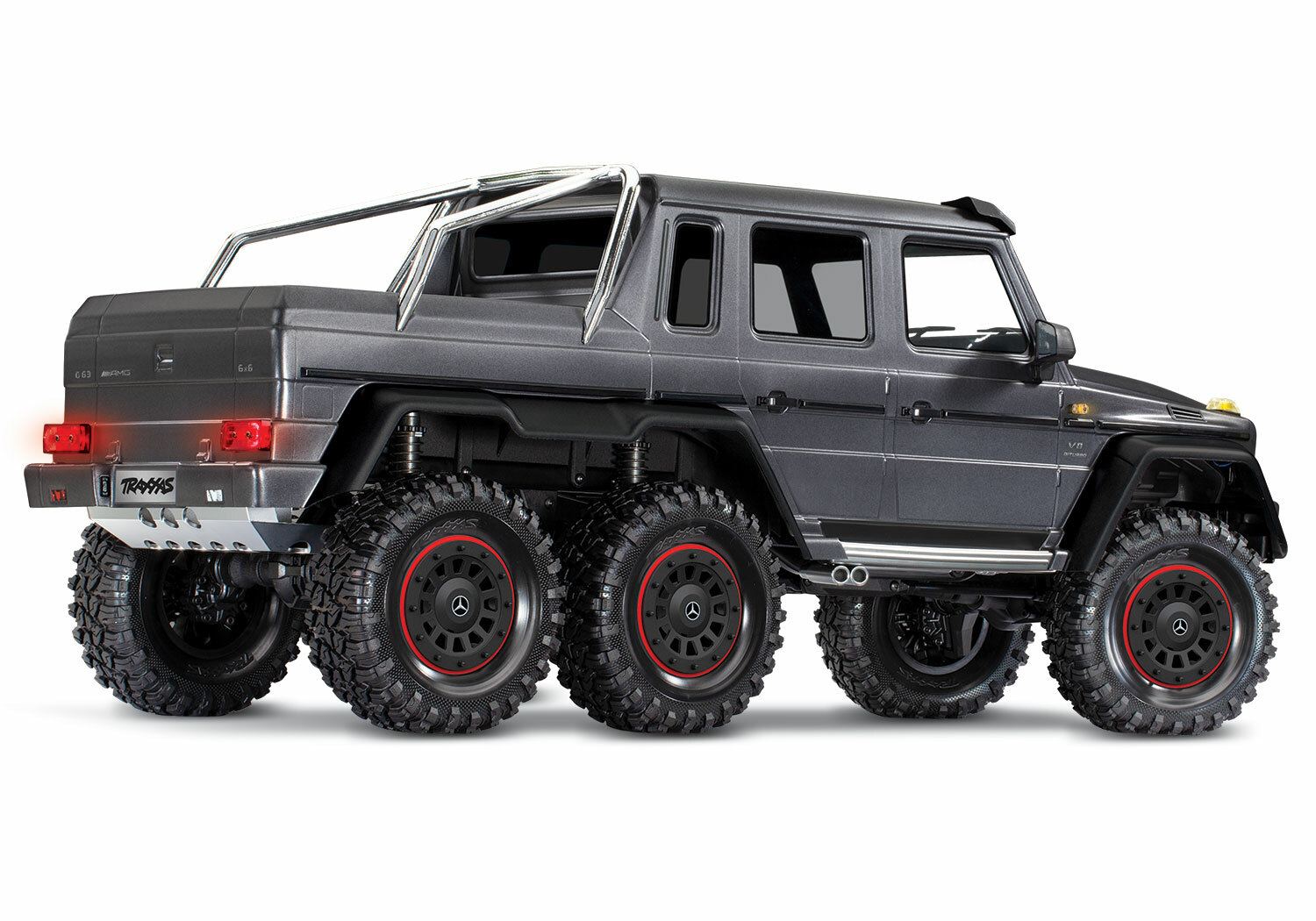 Traxxas TRX-6 Matte Graphite Metallic Mercedes-Benz G 63 AMG 6x6 (XL-5HV, TQi, LED Lights) (Wireless Module/3S 5000mAh LiPo Battery/Live iD Charger/Phone Mount) - Special Edition Traxxas TRX-6 Matte Graphite Metallic Mercedes-Benz G 63 AMG 6x6 (XL-5HV, TQi, LED Lights) (Wireless Module/3S 5000mAh LiPo Battery/Live iD Charger/Phone Mount) - Special Edition