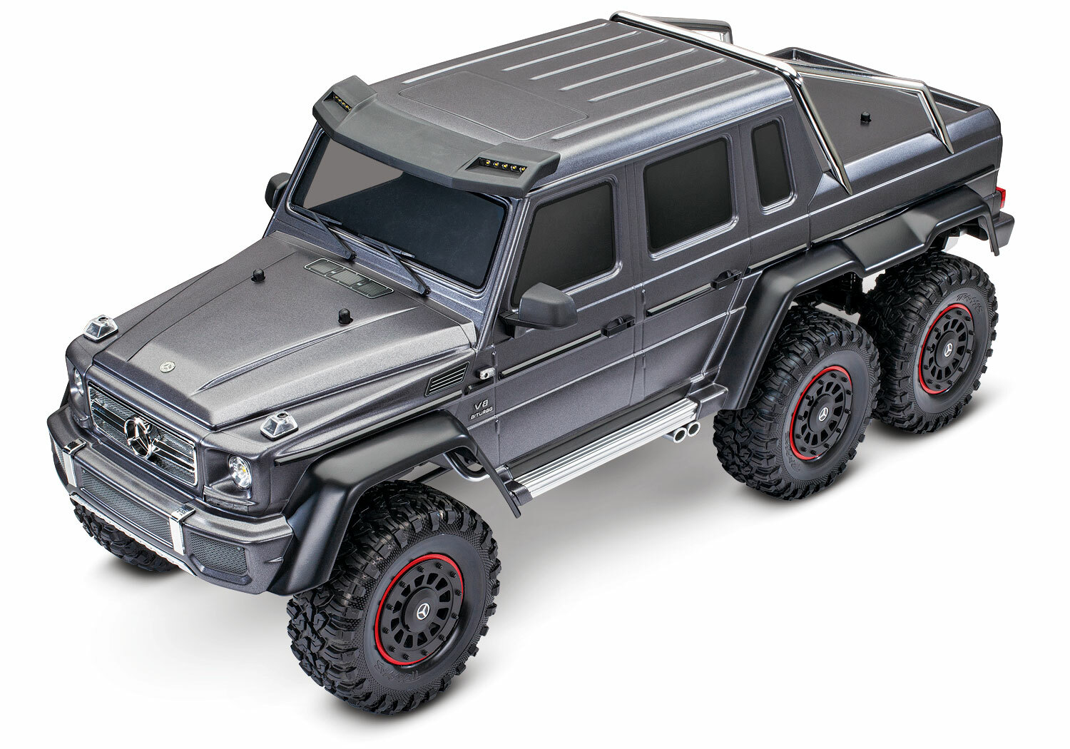 Traxxas TRX-6 Matte Graphite Metallic Mercedes-Benz G 63 AMG 6x6 (XL-5HV, TQi, LED Lights) (Wireless Module/3S 5000mAh LiPo Battery/Live iD Charger/Phone Mount) - Special Edition Traxxas TRX-6 Matte Graphite Metallic Mercedes-Benz G 63 AMG 6x6 (XL-5HV, TQi, LED Lights) (Wireless Module/3S 5000mAh LiPo Battery/Live iD Charger/Phone Mount) - Special Edition