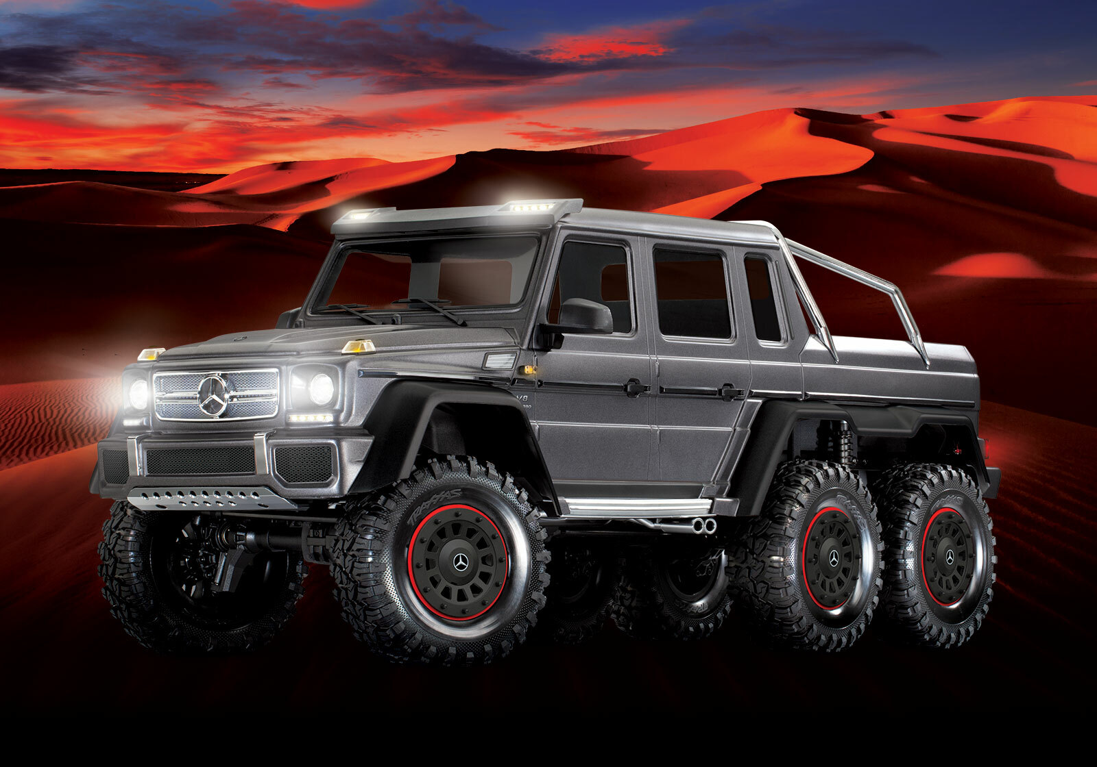 Traxxas TRX-6 Matte Graphite Metallic Mercedes-Benz G 63 AMG 6x6 (XL-5HV, TQi, LED Lights) (Wireless Module/3S 5000mAh LiPo Battery/Live iD Charger/Phone Mount) - Special Edition Traxxas TRX-6 Matte Graphite Metallic Mercedes-Benz G 63 AMG 6x6 (XL-5HV, TQi, LED Lights) (Wireless Module/3S 5000mAh LiPo Battery/Live iD Charger/Phone Mount) - Special Edition