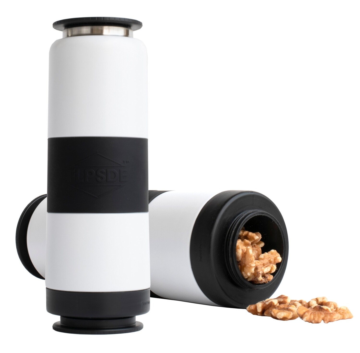 Vacuum Insulated Stainless Steel Drink+Snack FLPSDE Dual Chamber Water Bottle