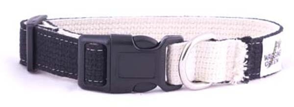 Cotton Double Layer Quick Release Buckle Dog Collar - Black/Natural (1 Cotton Double Layer Quick Release Buckle Dog Collar - Black/Natural (1