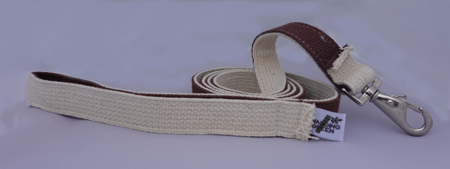 Cotton Double Layer Dog Leash - Brown/Natural (1 Cotton Double Layer Dog Leash - Brown/Natural (1