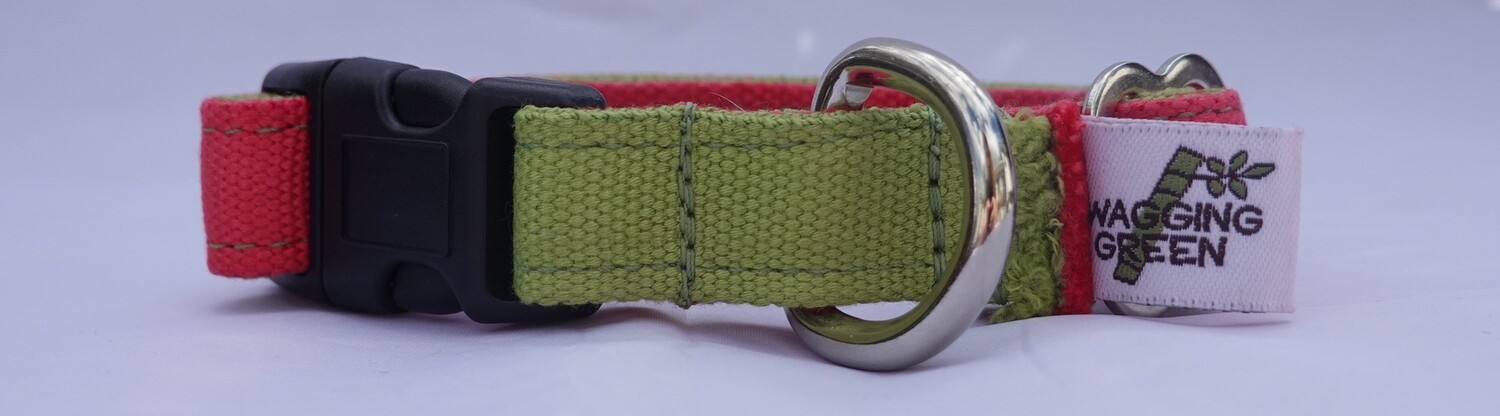 Eco Friendly Bamboo Dog Collar - Pink & Green (Clearance) Eco Friendly Bamboo Dog Collar - Pink & Green (Clearance)