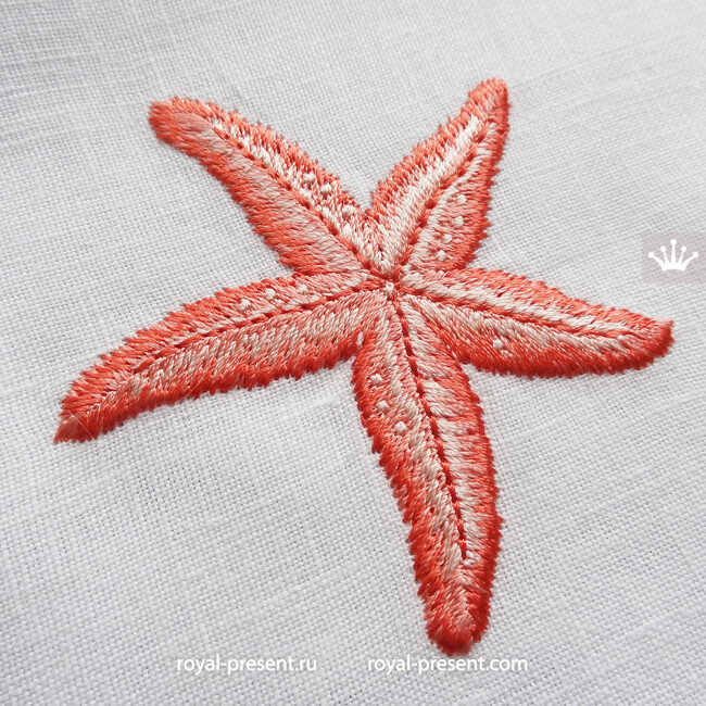 Machine embroidery design gold starfish  royal present embroidery
