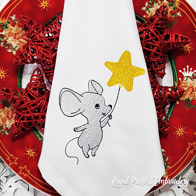 Mouse with Star Machine Embroidery Design Mouse with Star Machine Embroidery Design