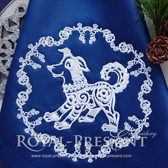 Chinese Zodiac Sign Machine Embroidery Design Dog - 5 sizes Chinese Zodiac Sign Machine Embroidery Design Dog - 5 sizes