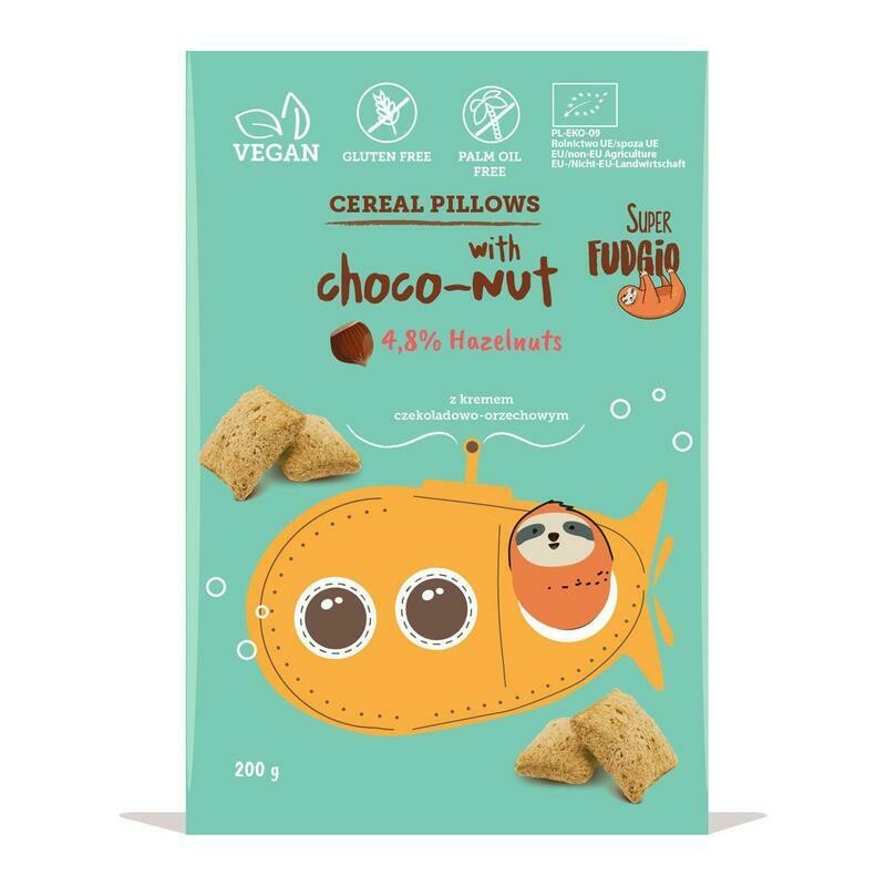 Organic Gluten Free Cereal Pillows Filled with Chocolate Hazelnut Cream