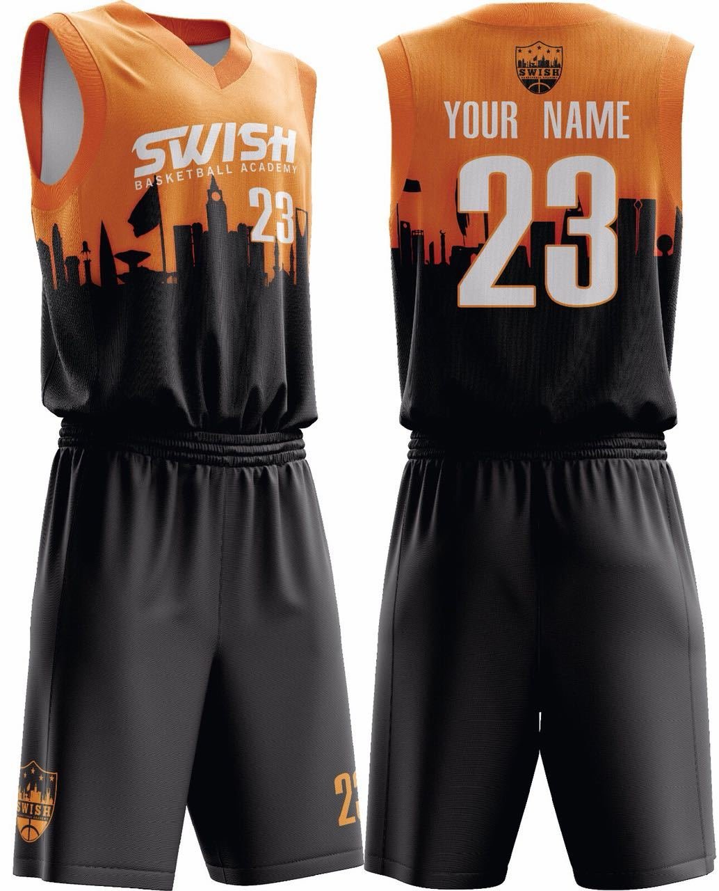 orange and black basketball jersey