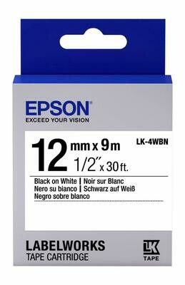 Epson LK-4WBN 12mm black On White Label tape Epson LK-4WBN 12mm black On White Label tape