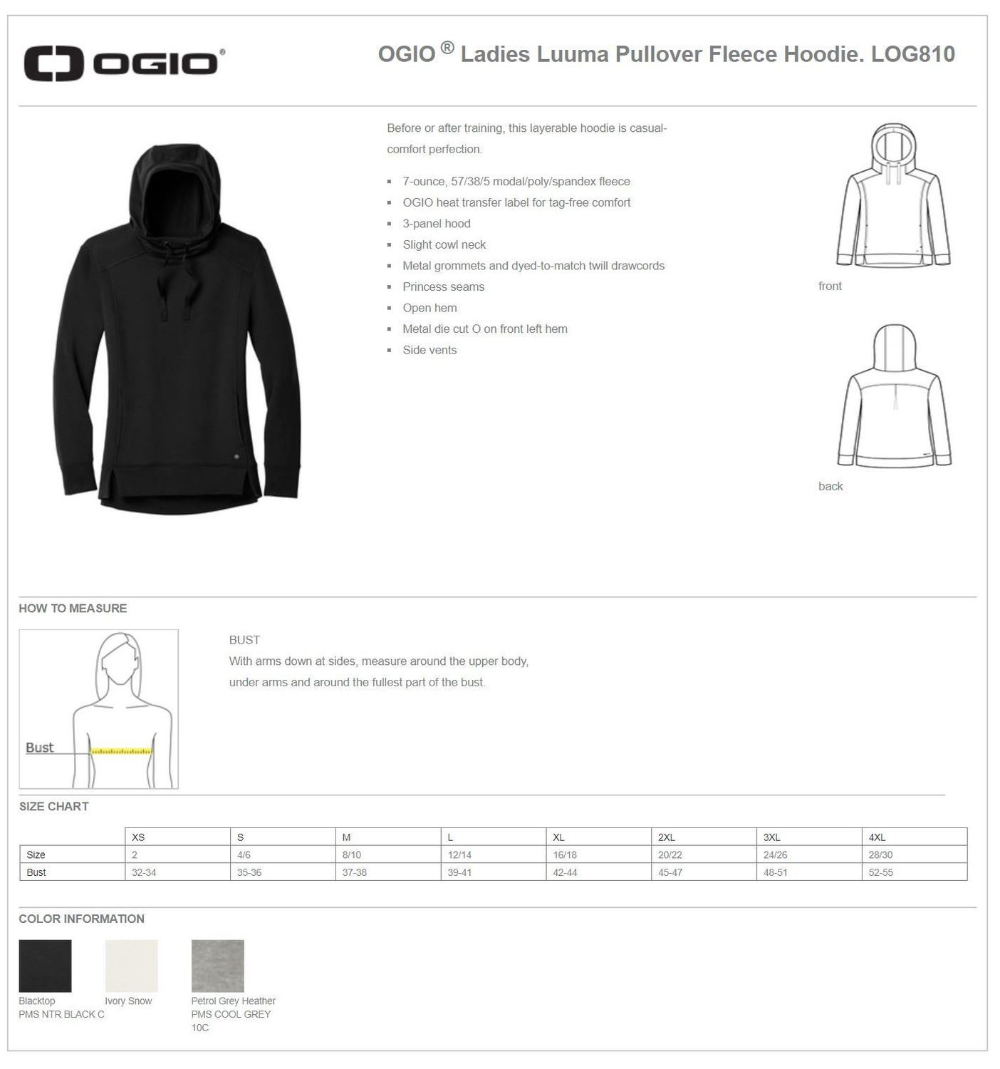 ogio ladies luuma pullover fleece hoodie