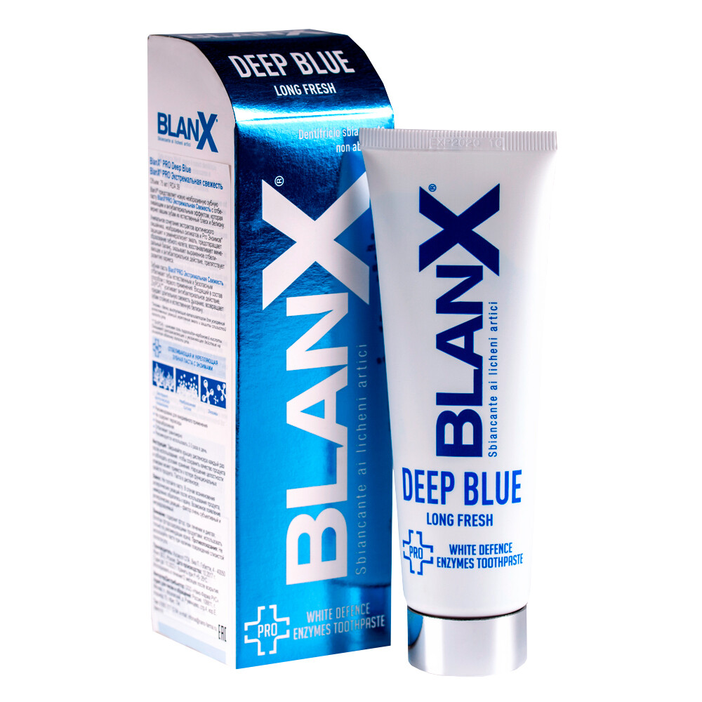 Отбеливающая зубная паста BlanX Pro Deep Blue Экстремальная свежесть, 75 мл. Отбеливающая зубная паста BlanX Pro Deep Blue Экстремальная свежесть, 75 мл.