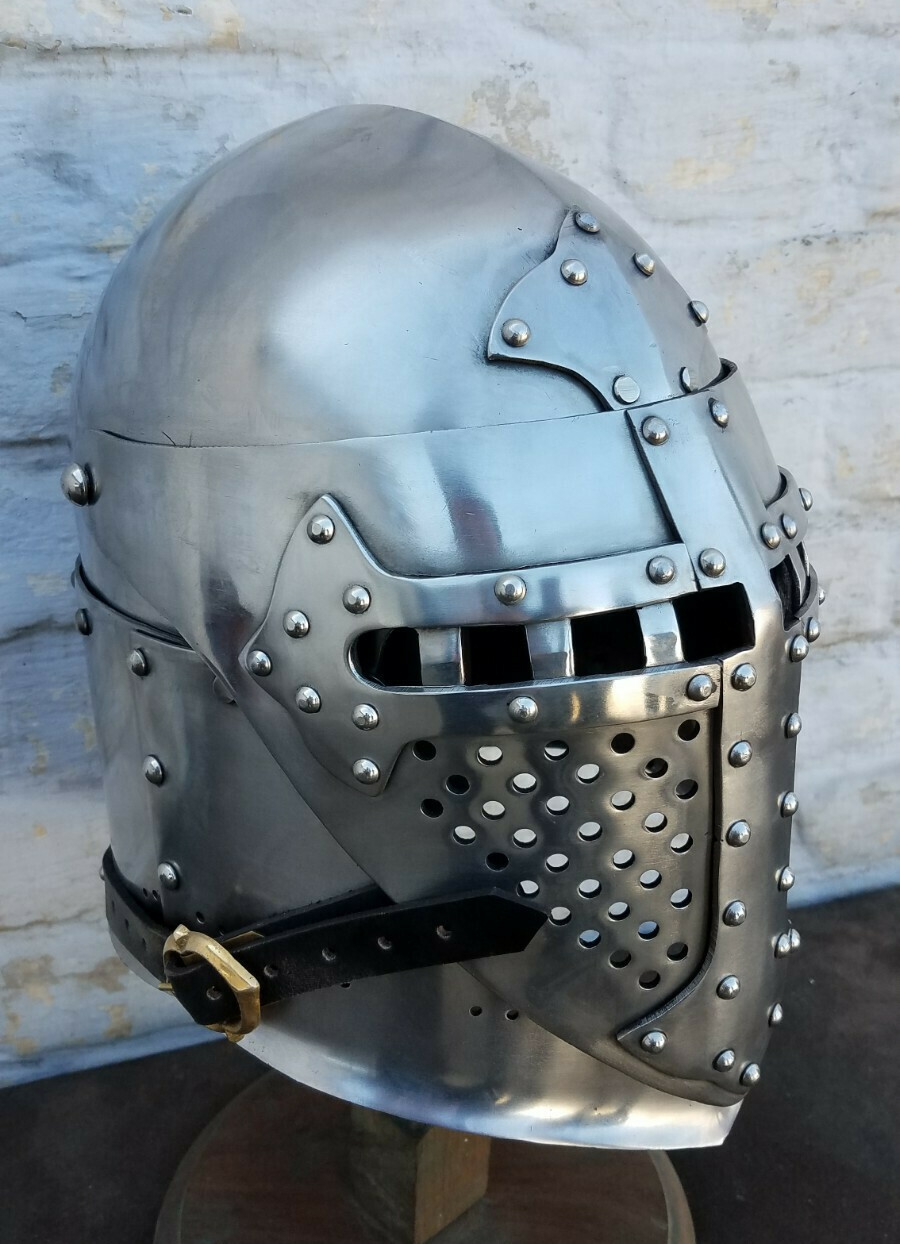 (NMC) Mid 14th Century Visored Sugarloaf Helm (2nd Quality)