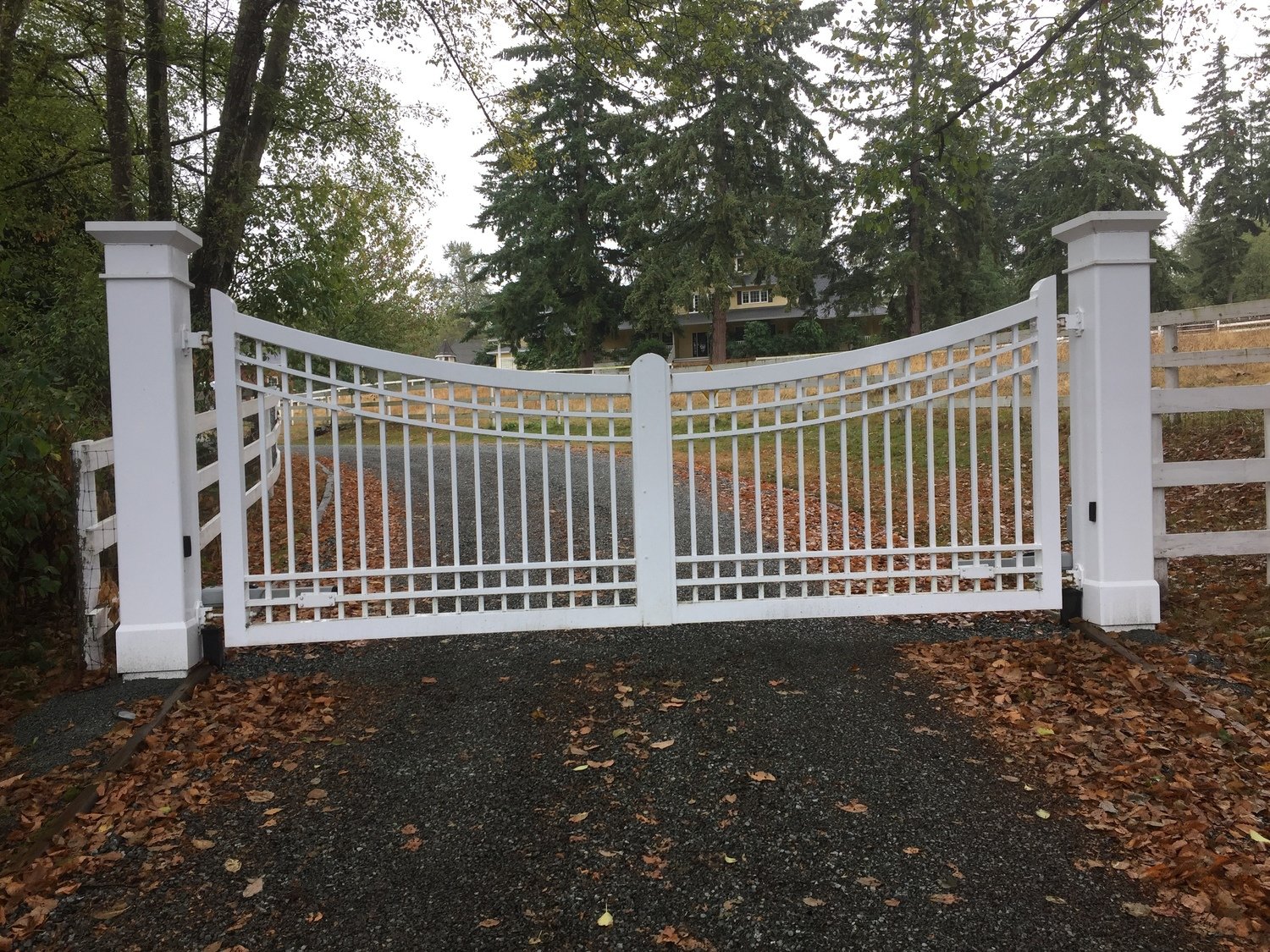 White Aluminum Double Swing Gate Vancouver custom iron gates