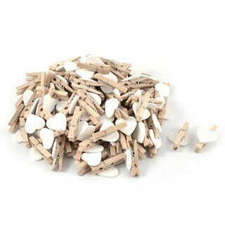 Wooden Pegs Heart Solid White (Qty12) Wooden Pegs Heart Solid White (Qty12)