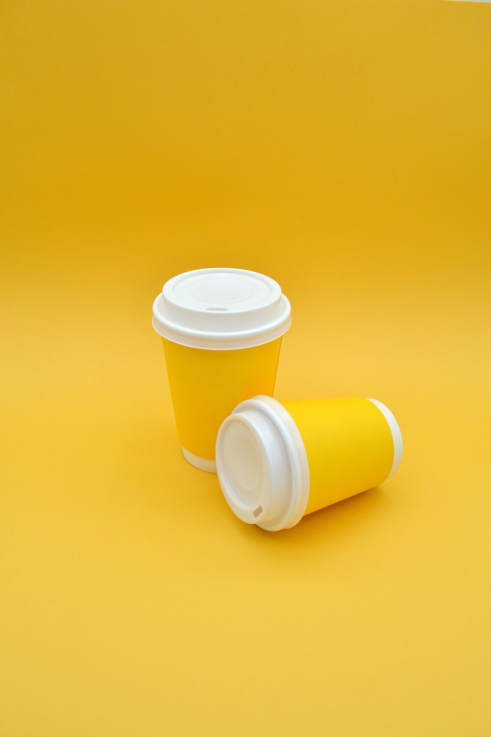 Coffee Cups Double Wall 350ml - Yellow (Qty 50) Coffee Cups Double Wall 350ml - Yellow (Qty 50)