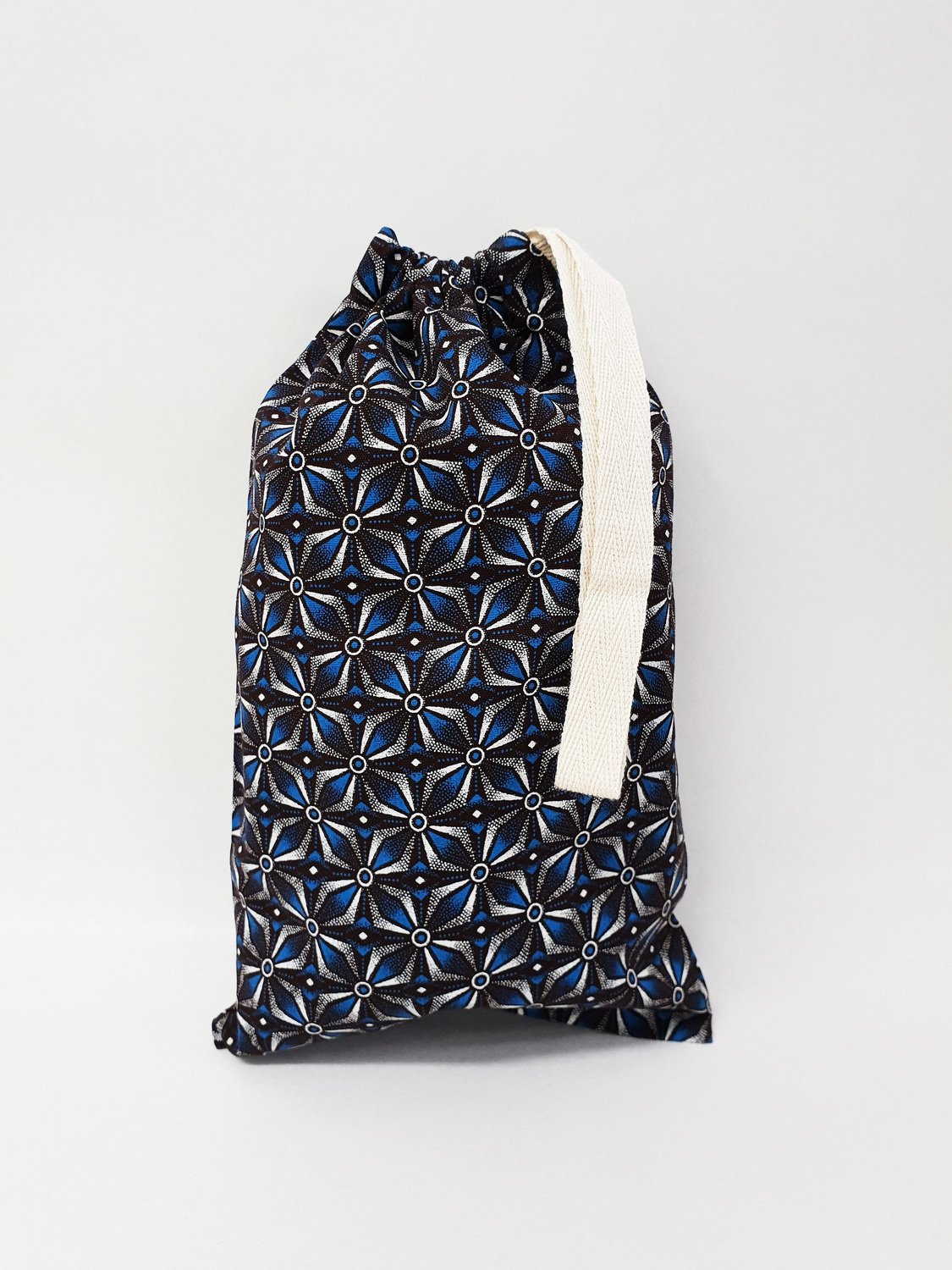 Shweshwe Bag Blue+Brown+White - Small Shweshwe Bag Blue+Brown+White - Small