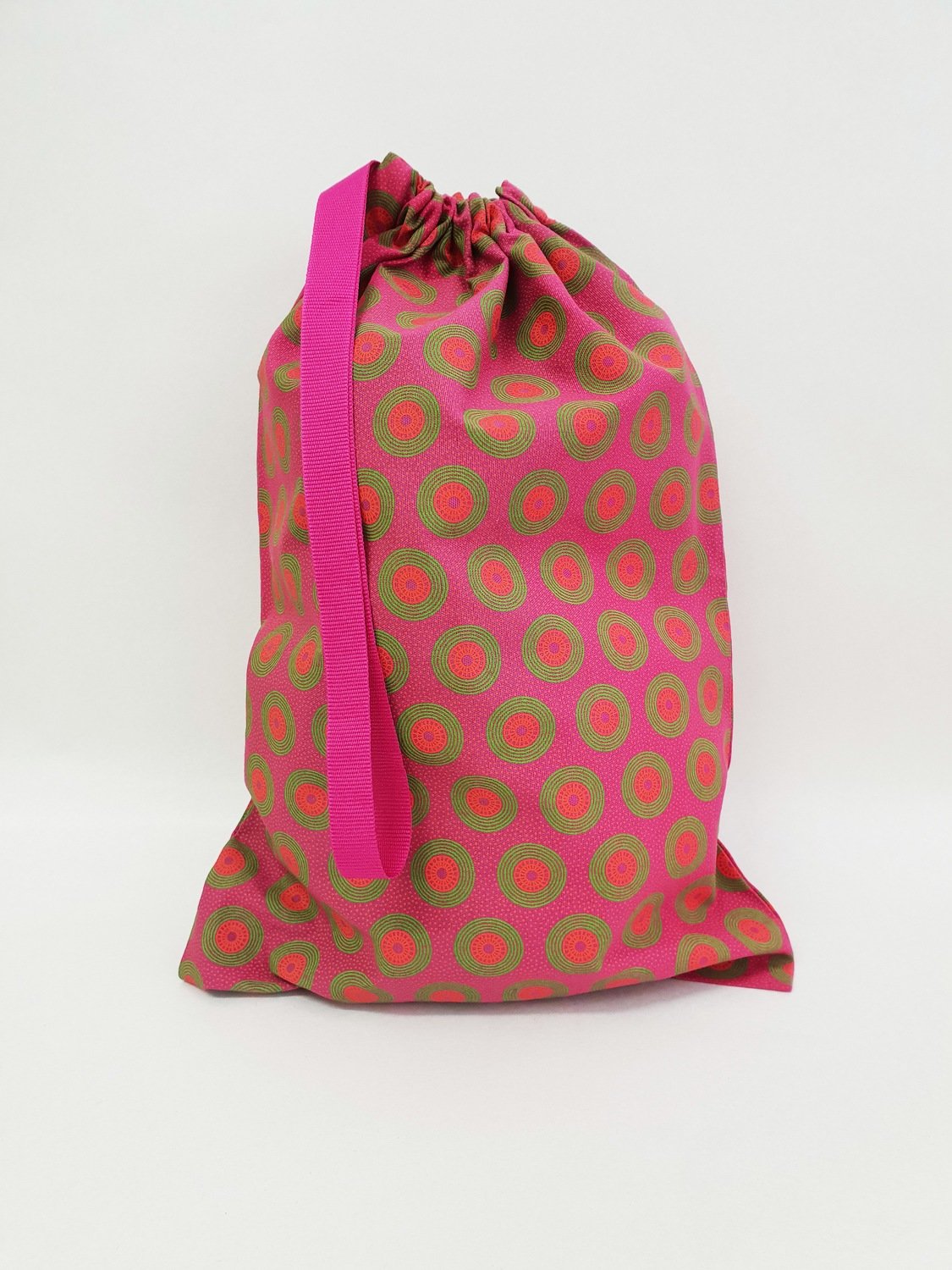 Shweshwe Bag Pink+Green+Orange - Medium Shweshwe Bag Pink+Green+Orange - Medium