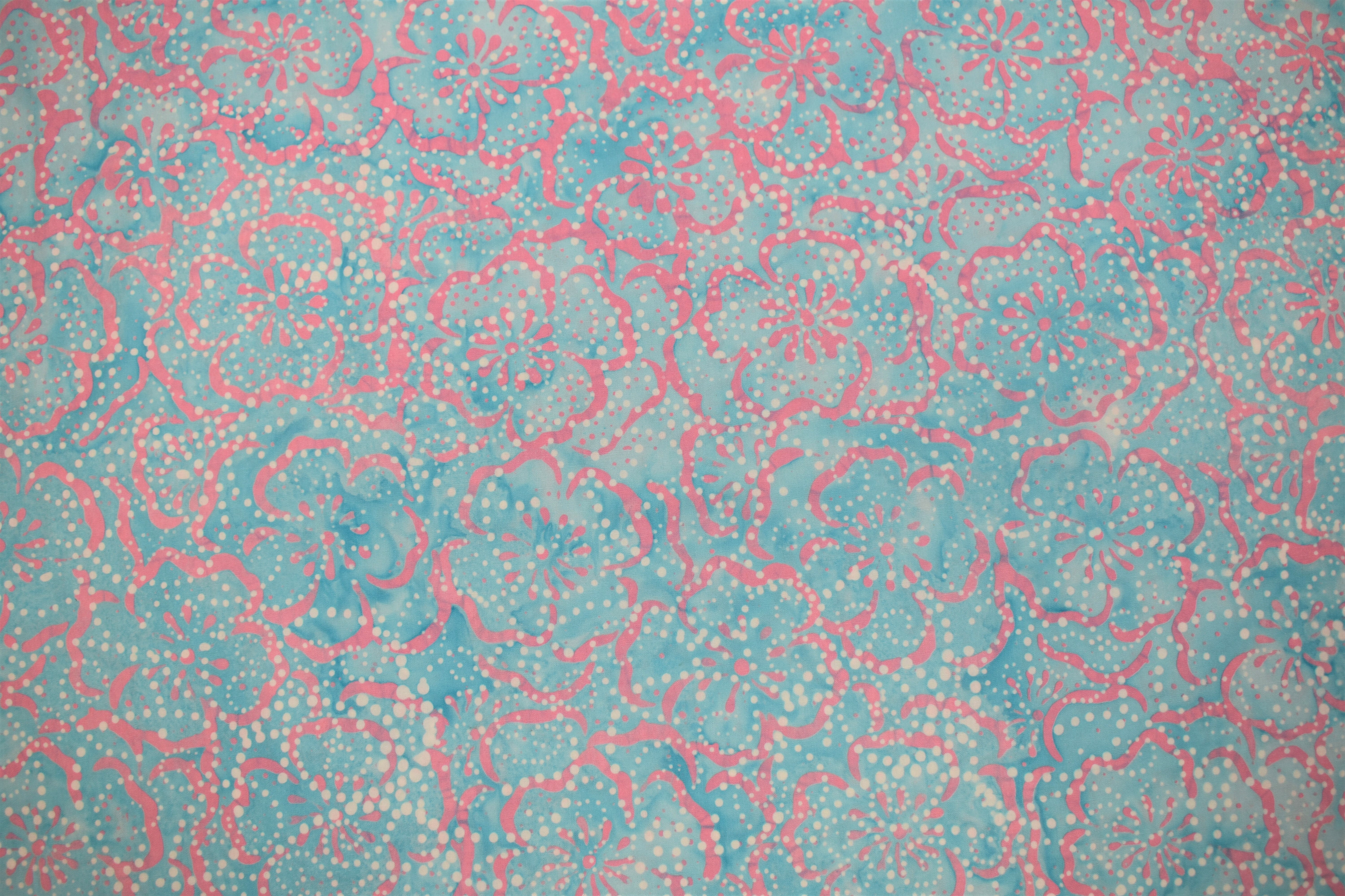 Blue & Pink Flowers Batik - 1/2m cut C9WKWTRT