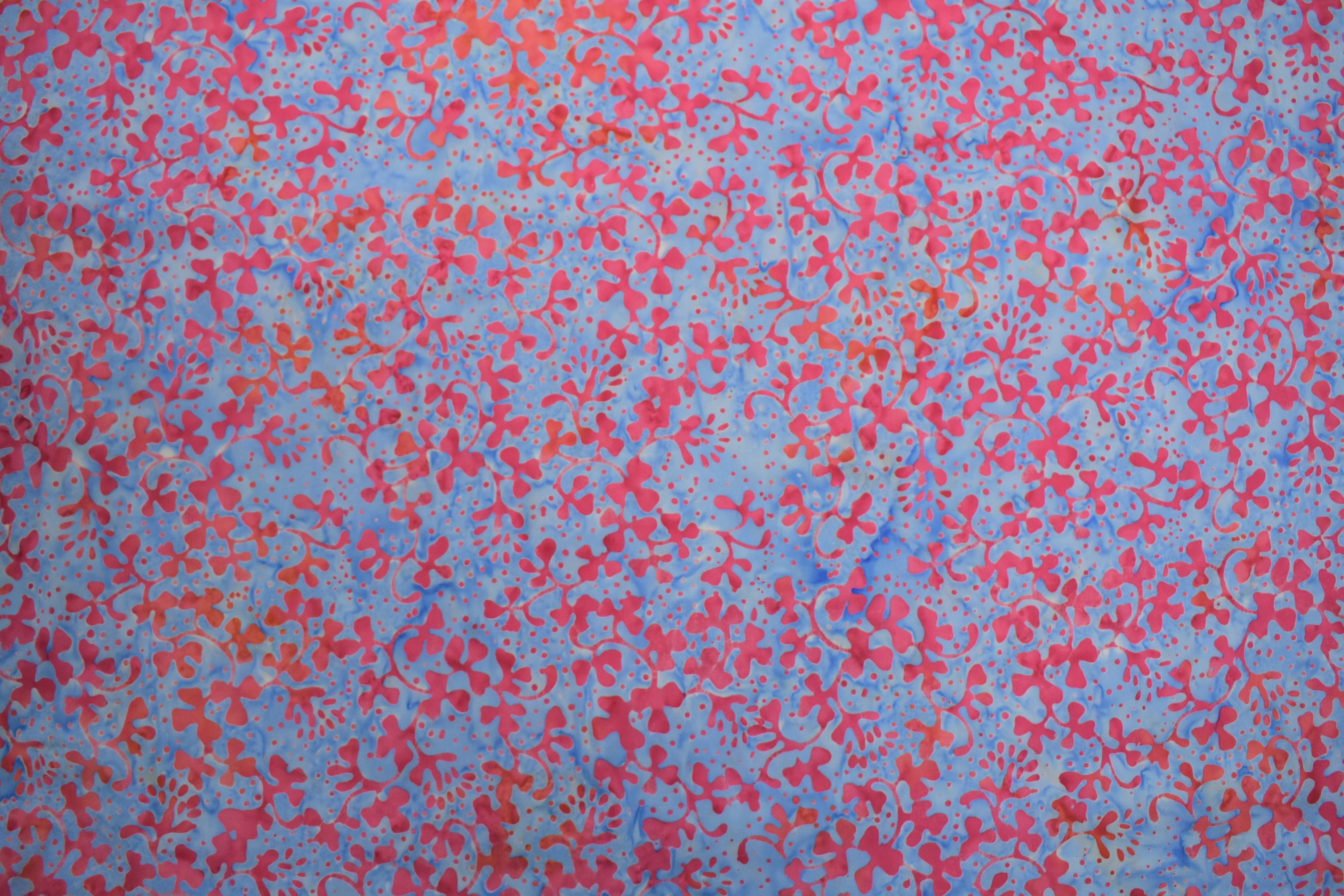 Blue with Pink Vines Batik - 1/2m cut MKUE91VP