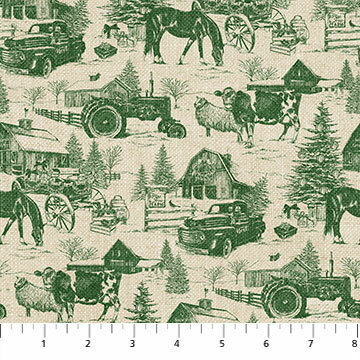Vintage Christmas - Vintage Green Toile - 1/2m cut 55783