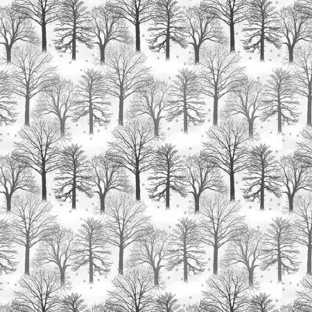 Light Grey Trees - Holiday Heartland- 1/2m Cut 55803