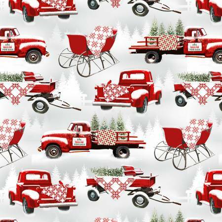 Allover Trucks - Holiday Heartland- 1/2m Cut 55808
