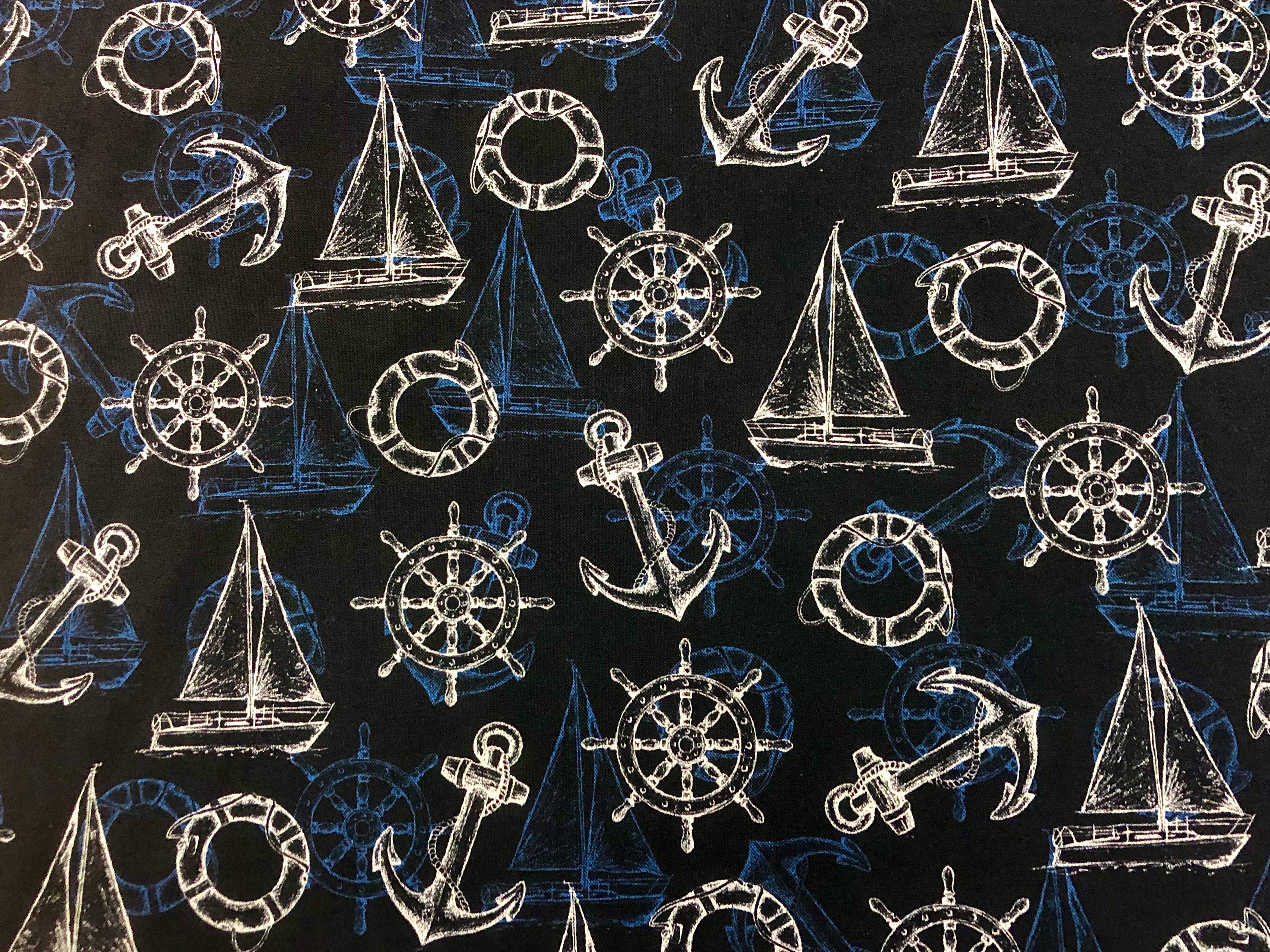 Ship Ahoy - Dark Blue Nautical - 1/2m cut 55817