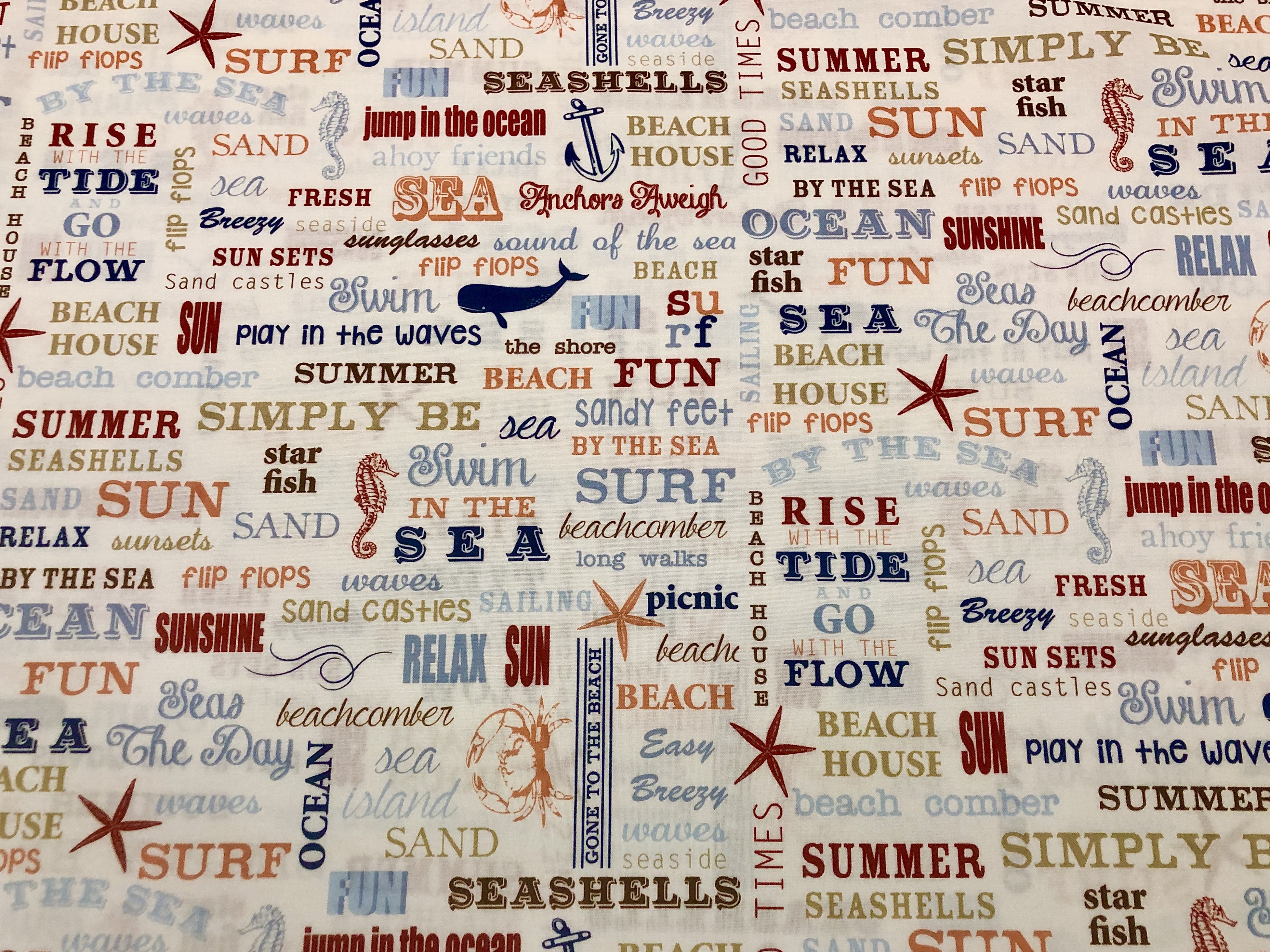 Ship Ahoy - White Words - 1/2m cut 55819