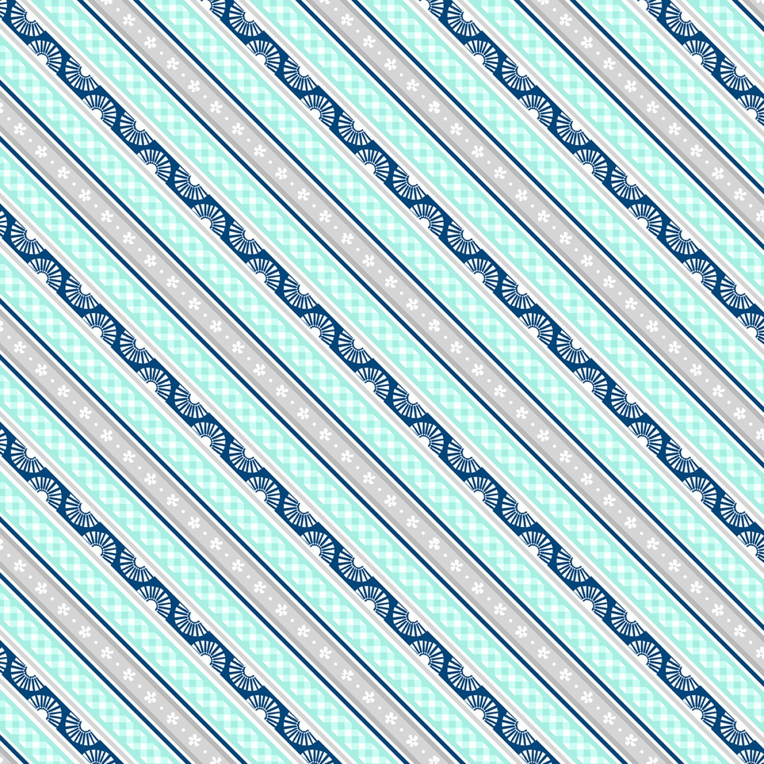 Grey & Teal Stripe - Adventure Time by Wilmington Fabrics - 1/2m cut 55824