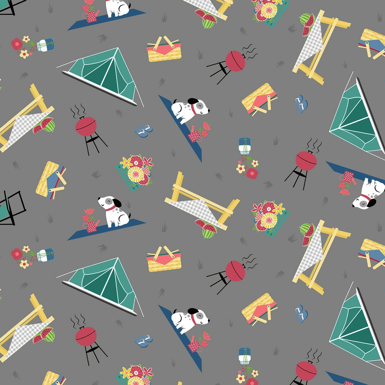 Grey Camping - Adventure Time by Wilmington Fabrics - 1/2m cut 55821