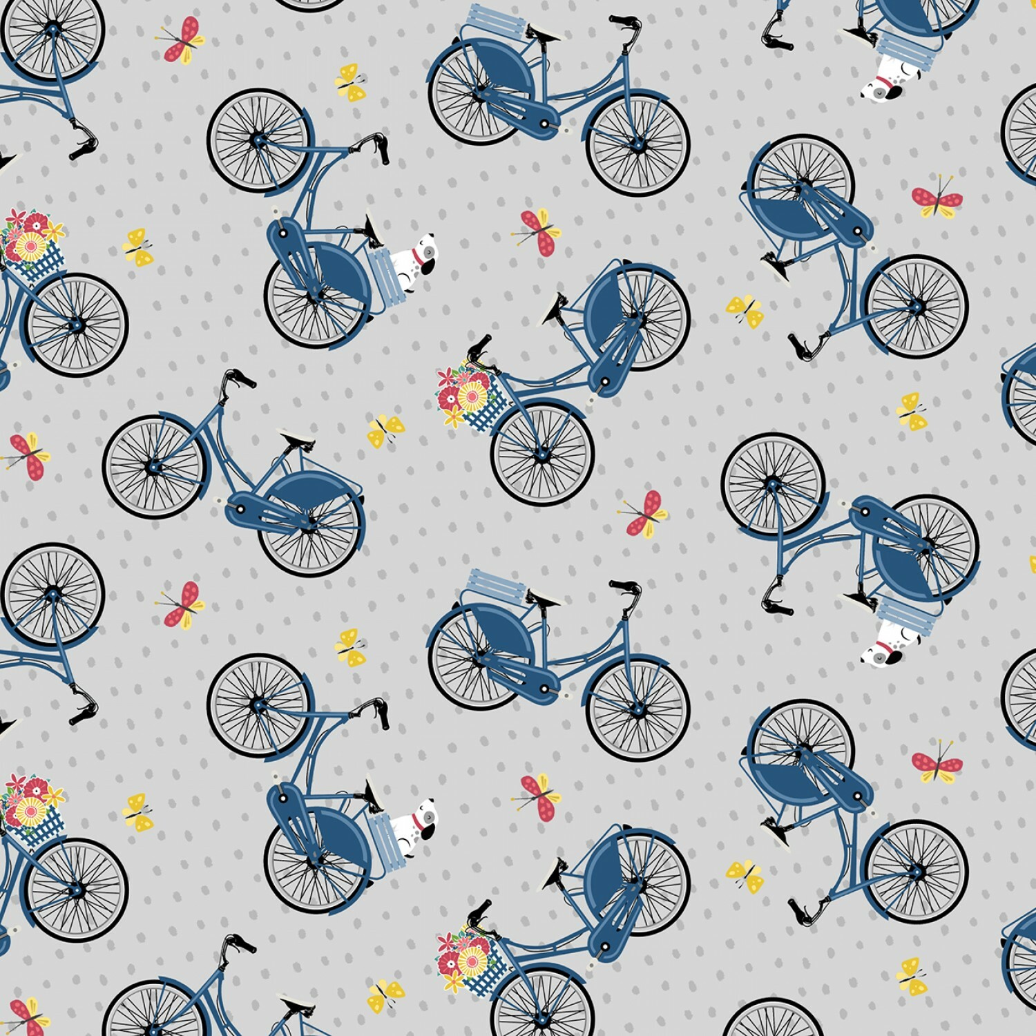 Grey Bikes - Adventure Time by Wilmington Fabrics - 1/2m cut 55822