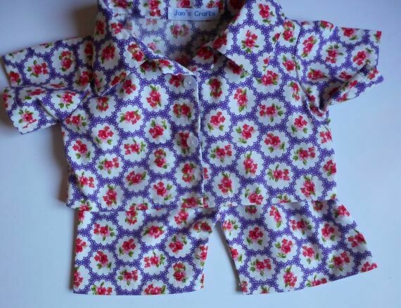 Pyjamas with collar - purple floral print Pyjamas with collar - purple floral print
