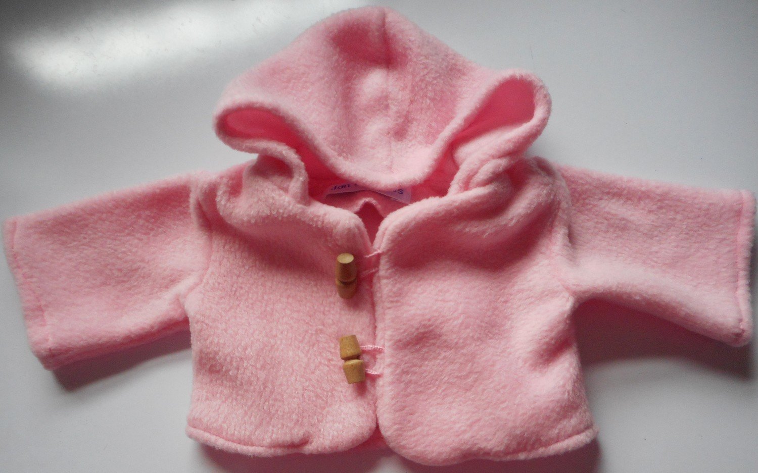 Coat - hooded, pale pink fleece, in 3 sizes Coat - hooded, pale pink fleece, in 3 sizes