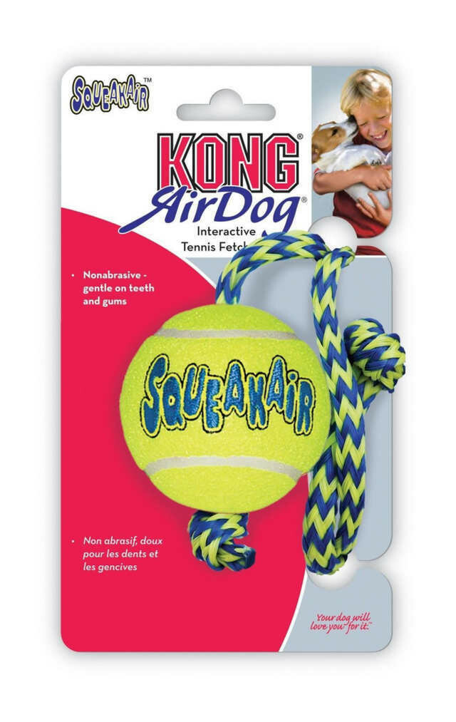 KONG Airdog Squeaker Ball With Rope KONG Airdog Squeaker Ball With Rope