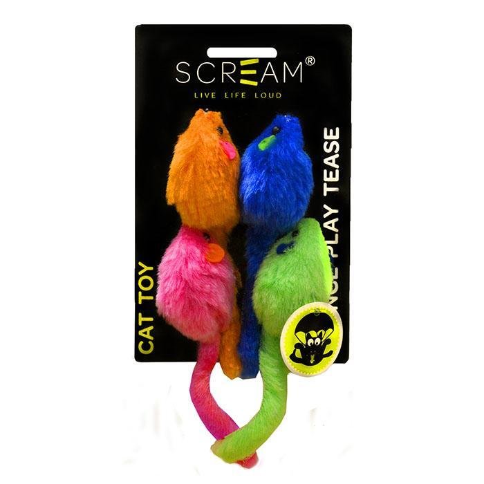 Multi-coloured mice cat toy 4pk Multi-coloured mice cat toy 4pk
