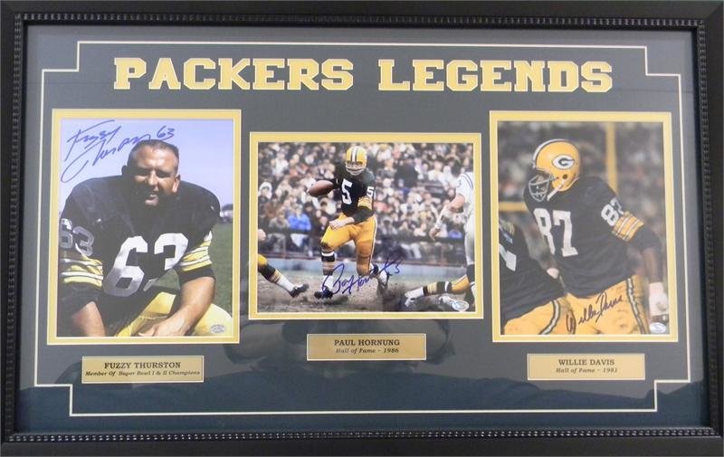 Packers Legends Thurston, Hornung, and Davis Framed Autographed Photos 00018