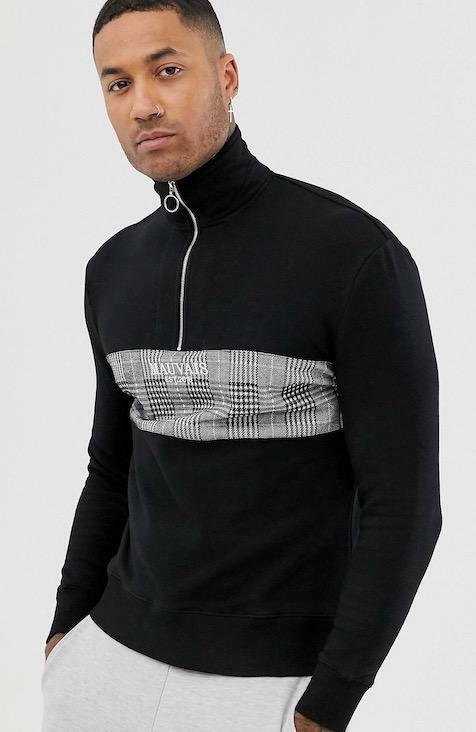 Mauvais Check 1/4 Zip N5YM5MVTJ7216