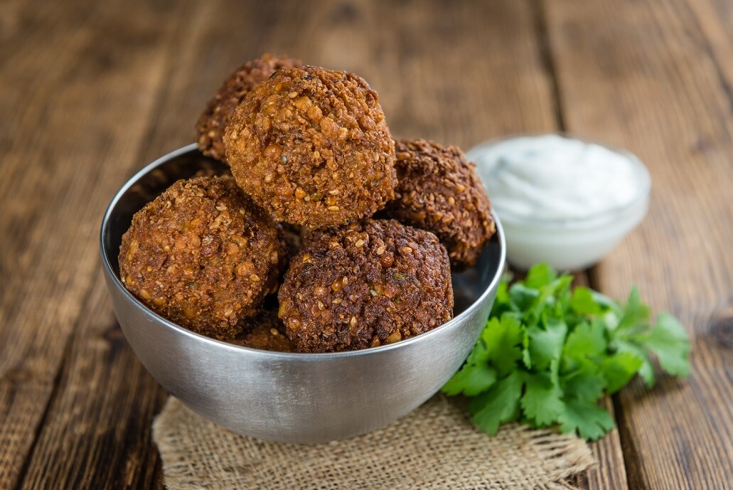 Vegan Kobeba with Muhammara (10 pcs) كبيبه صيامي بالمحمره Vegan Kobeba with Muhammara (10 pcs) كبيبه صيامي بالمحمره