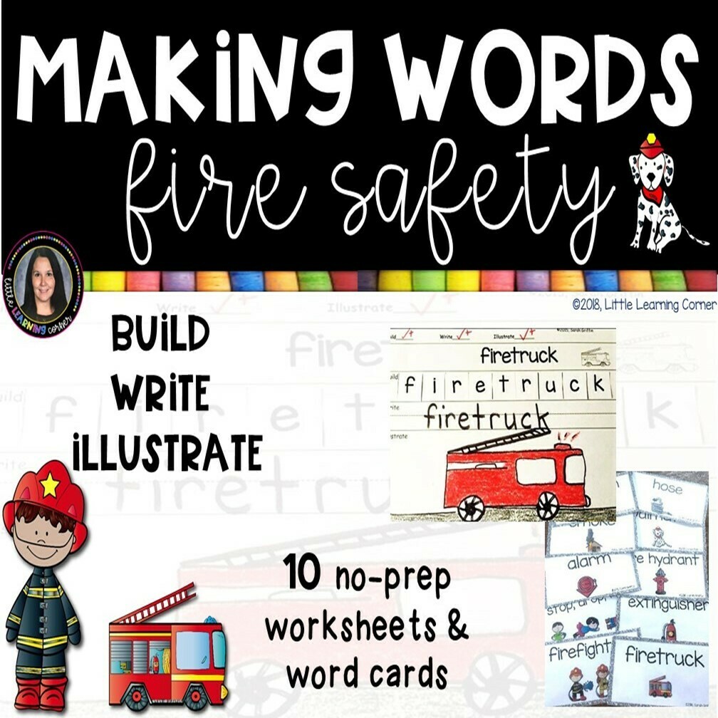 Making Words Fire Safety Writing Center And Vocabulary Cards